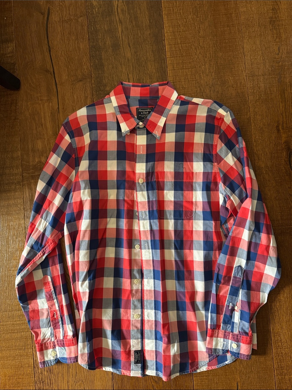 Abercrombie & Fitch Red, White & Blue Plaid Button-Down Shirt